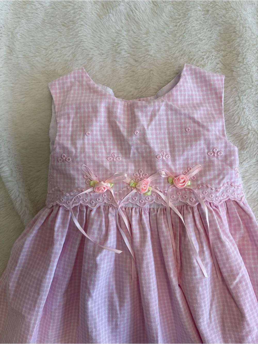 Sophie Rose Gingham pink dress vintage pink white flowers spring summer 18 month
